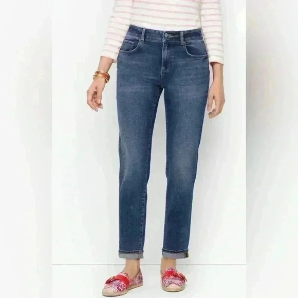 Talbots Jeans Womens Sz 8 Everyday Relaxed 34x27 Stretch Ankle Length Mid Rise - Picture 1 of 10